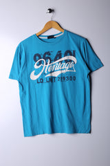 Vintage 90's Heritage Tee Blue - Cotton